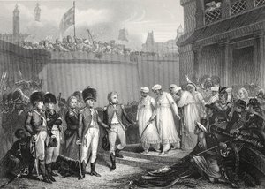 La reddition de deux fils de Tippoo Sultaun, gravé par A.H. Payne